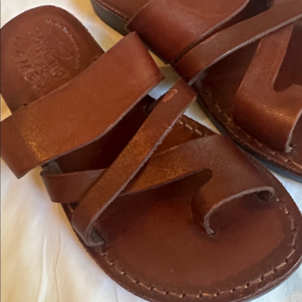 Holy Land Market *NEW* Unisex Leather Biblical Sandals/Slides From Jerusalem - Picture 4 of 14